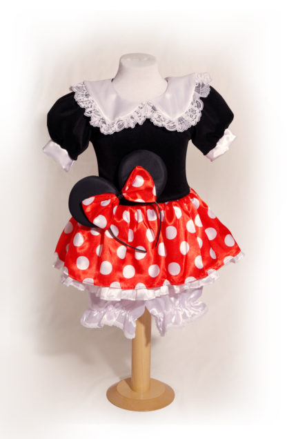 Disfraz de Minnie lujo confeccionado en simil terciopelo y raso incluye vincha con orejas
