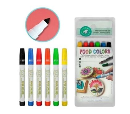 Fibrones/marcadores comestibles multicolor x6