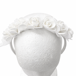 Vincha con Flores goma eva Blanca x1