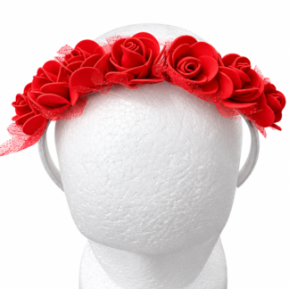 Vincha con Flores goma eva roja x1
