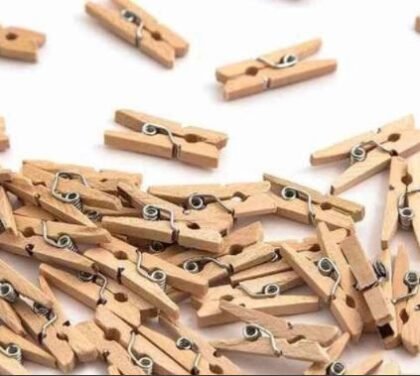 Broche de madera chico natural x50