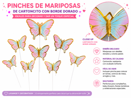 Topper Cake pinche mariposas x10