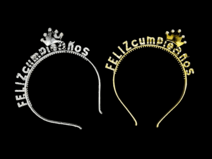 Vincha Feliz cumpleaños Corona con strass