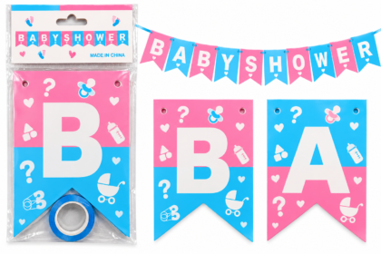 Banderin Baby shower Reveleacion de genero celeste/rosa
