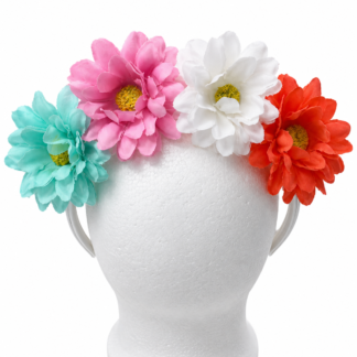 Vincha 4 Flores artificiales grandes de tela x1