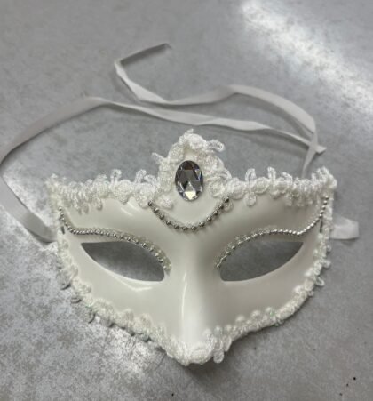 Antifaz veneciano con apliques Blanco
