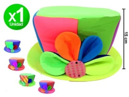 Galera hexagonal fluo flor multicolor x1