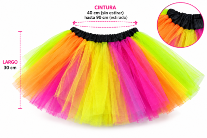 Tutu elastizado multicolor Fluo x1