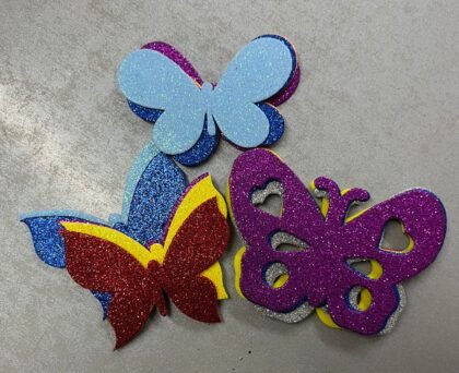 Aplique goma eva Mariposas con brillo x5