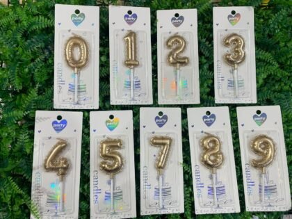 Vela numero forma de globo dorado x1