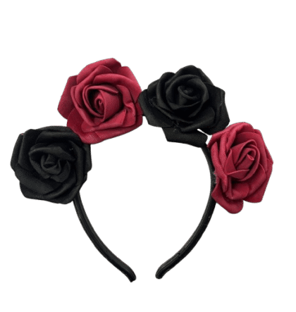 Vincha catrina/calaca 4 Rosas grandes goma eva x1