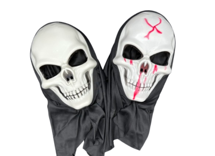 Careta calavera rigida con capucha x1