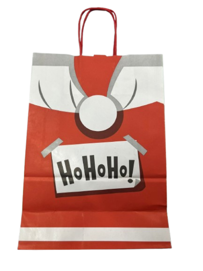 Bolsa de papel con manija para regalo navideña papa noel ho-ho-ho 22x30 x1 - Imagen 2