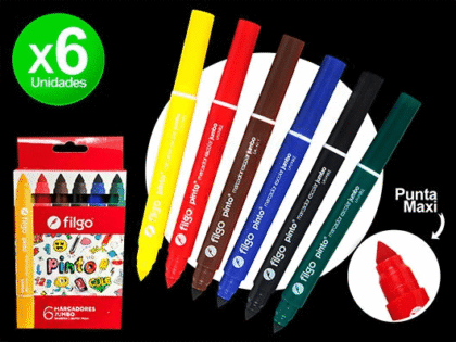 Marcadores filgo surtidos pinto jumbo x6
