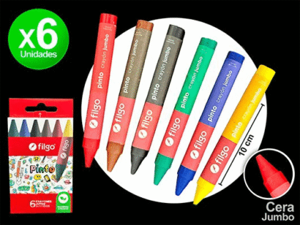 Crayones de cera filgo pinto jumbo x6
