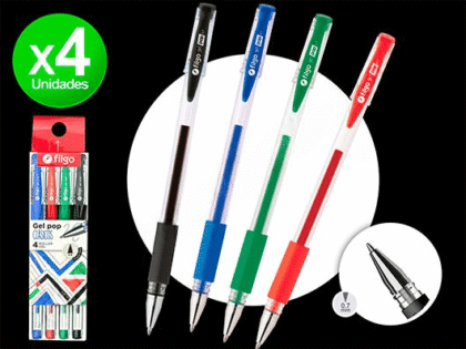 Lapicera roller gel filgo gel pop clasico x4