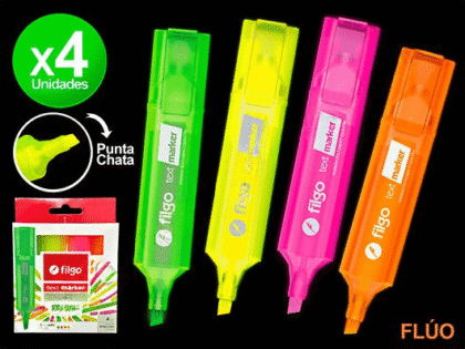 Resaltadores filgo text marker fluo x4