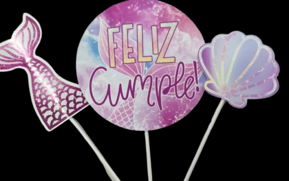 Adorno pinche set feliz cumple cola de sirena x3