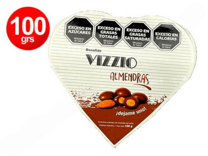 Almendras con chocolate vizzio corazon bonafide x100grs