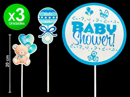 Adorno pinche set baby shower celeste x3