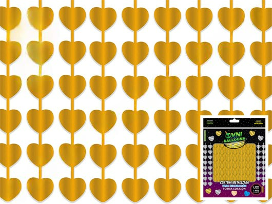 Cortina metalizada Corazon dorado 2x1mts x1