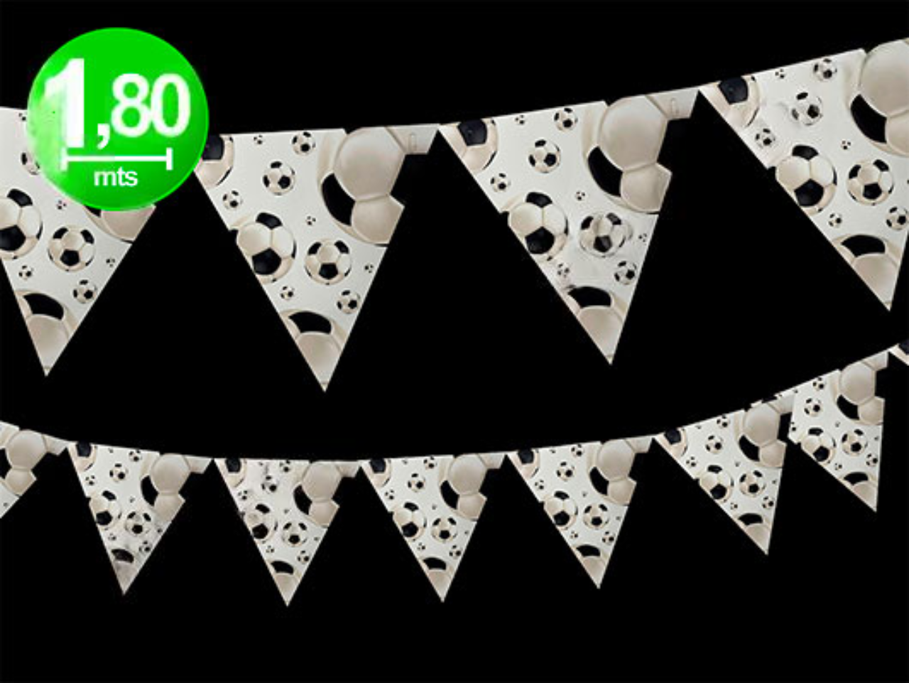 Banderin triangular pelota blanca/negra de futbol x1