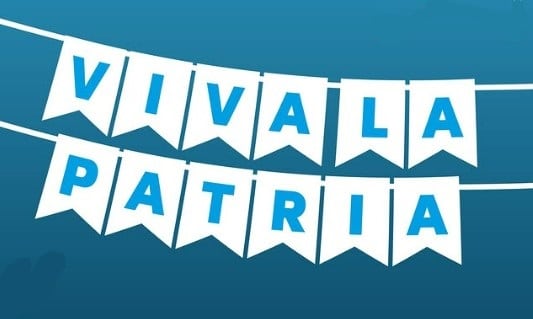 Banderin fliselina viva la patria 2,5mtrs x1