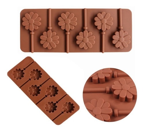 Molde silicona para chupetin paleta flor x1