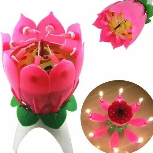 Vela flor rosa musical x1
