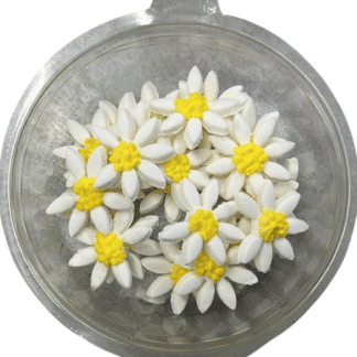 Flor margarita de pastillaje Blanca centro amarillo x20