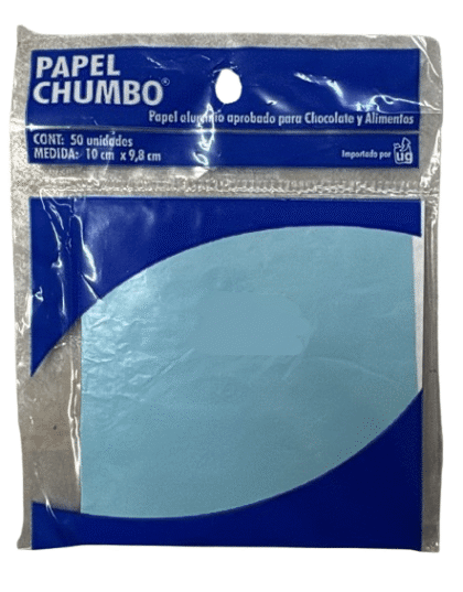 Papel aluminio para bombon liso(chumbo) 10x10cm x50