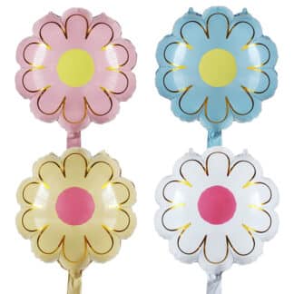 globo forma flor borde dorado varios colores x1