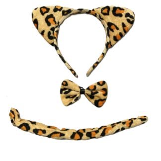 Set peluche leopardo ( cola - vincha - moño ) x1
