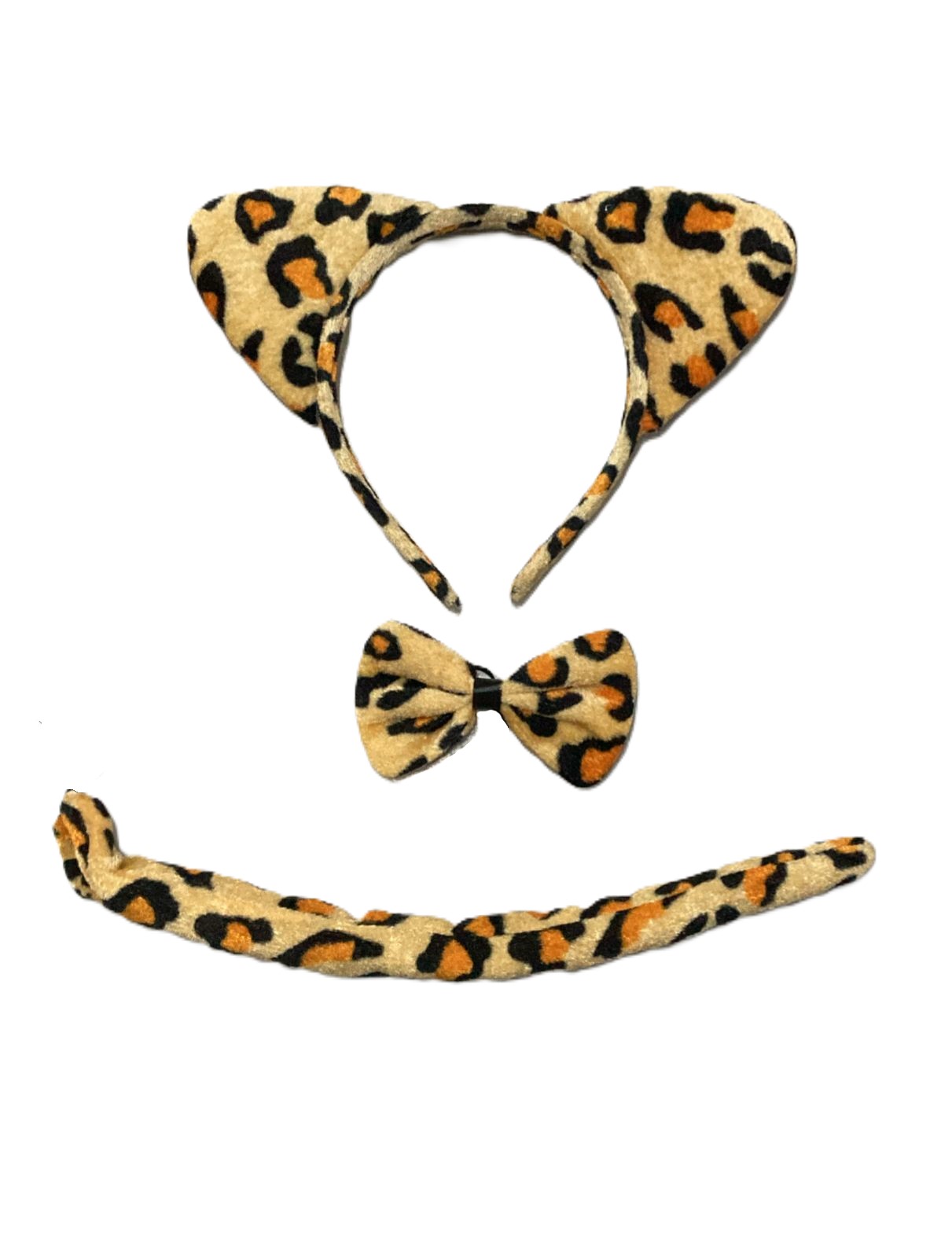 Set peluche leopardo ( cola - vincha - moño ) x1