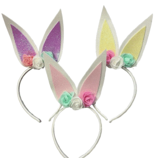 Vincha coneja con flores goma eva x1