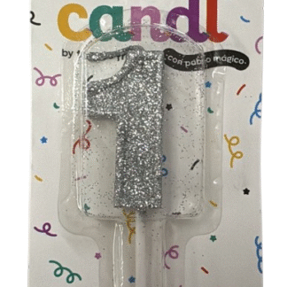 Vela Numero pinche con gibre Plateada x1