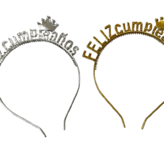 Vincha feliz cumpleaños corona plateada,dorada,rosa gold x1