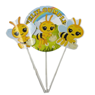 Pinche adorno set feliz cumple abejitas x3
