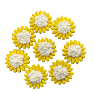 Flor margarita de pastillaje amarilla centro blanco x8