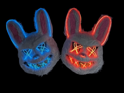 Careta Conejo de peluche maldito led luminosa x1
