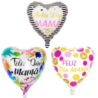 Globo forma corazon metalizado feliz dia mama 45cm x1