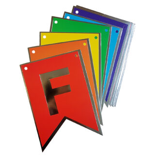 Banderin party time feliz cumpleaños multicolor borde/letra plateado x1