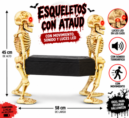 Animatronic esqueletos y ataud sonido-movimiento x1