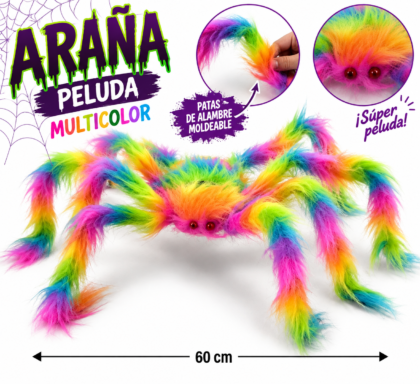 Araña grande multicolor plush 60cm x1