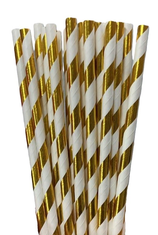 Sorbete polipapel rayado metal blanco c/dorado x25