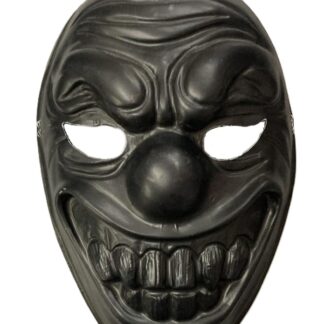 Careta plastica negra payaso terror total black x1