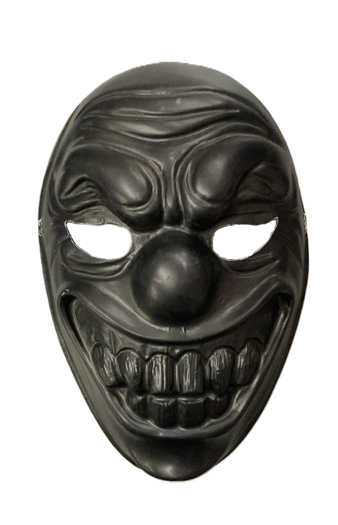Careta plastica negra payaso terror total black x1