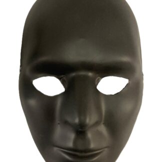 Careta plastica negra lisa total black x1