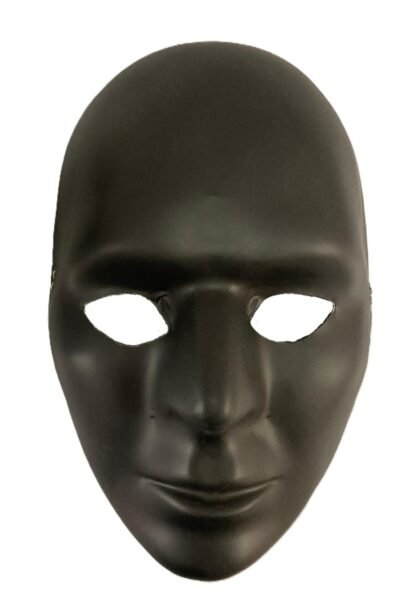 Careta plastica negra lisa total black x1