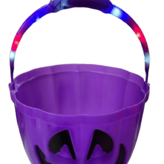 Balde caramelera calabaza violeta halloween mango con luz x1